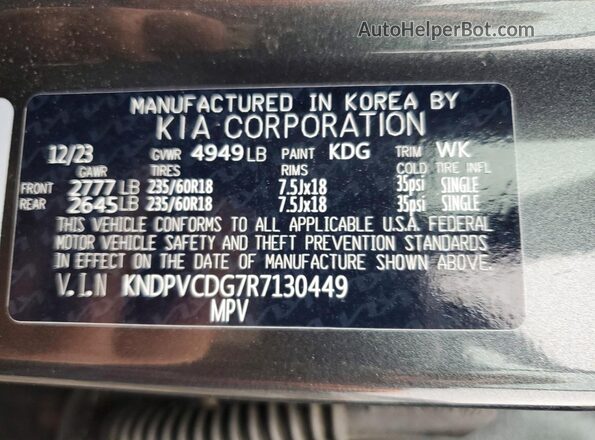 KNDPVCDG7R7130449 2024 KIA SPORTAGE Gray Vista de la etiqueta del VIN