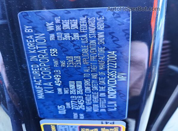 KNDPVCDG8S7227004 2025 KIA SPORTAGE Black VIN sticker view