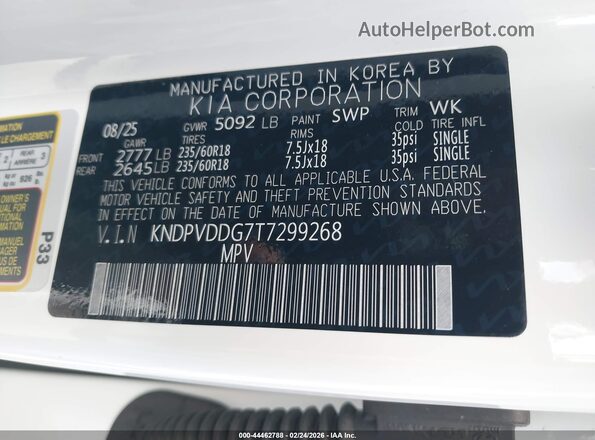 KNDPVDDG7T7299268 2026 KIA SPORTAGE HYBRID White Widok komory silnika