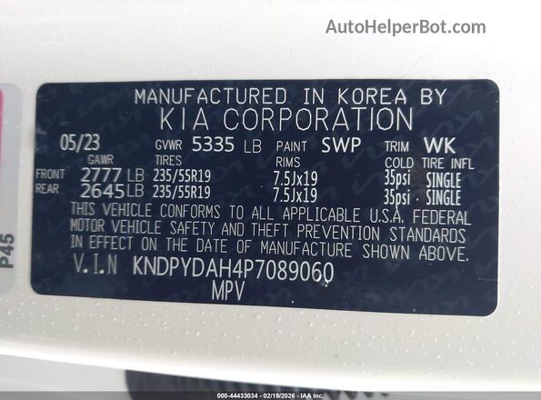 KNDPYDAH4P7089060 2023 KIA SPORTAGE PLUG-IN HYBRID White Vista del compartimento del motor