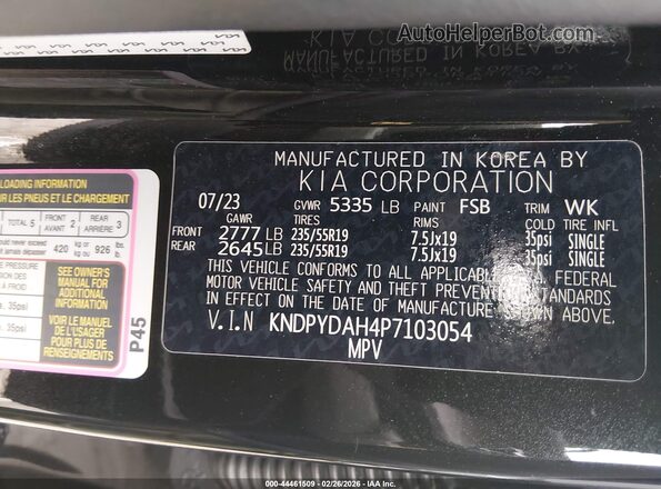 KNDPYDAH4P7103054 2023 KIA SPORTAGE PLUG-IN HYBRID Black Շարժիչի բաժամունքի տեսք