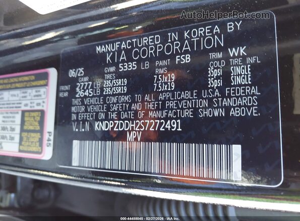 KNDPZDDH2S7272491 2025 KIA SPORTAGE PLUG-IN HYBRID Black Vista del compartimento del motor