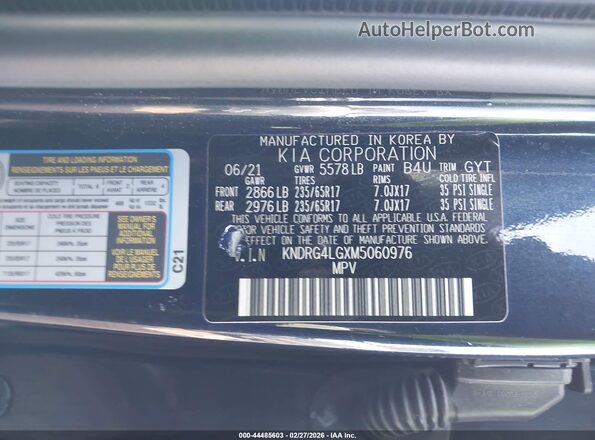 KNDRG4LGXM5060976 2021 KIA SORENTO HYBRID Black Engine compartment view