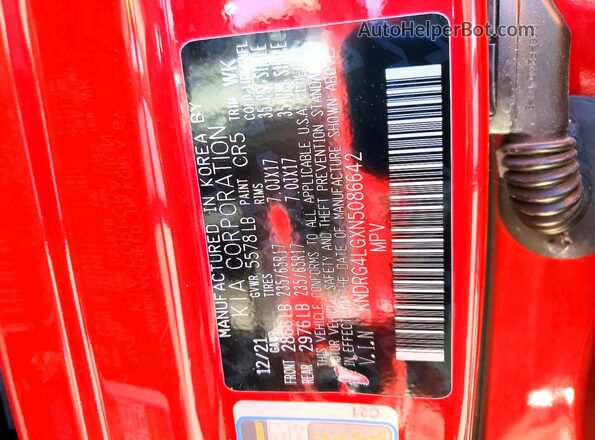 KNDRG4LGXN5086642 2022 KIA SORENTO Red Панорамний вид салону 360°