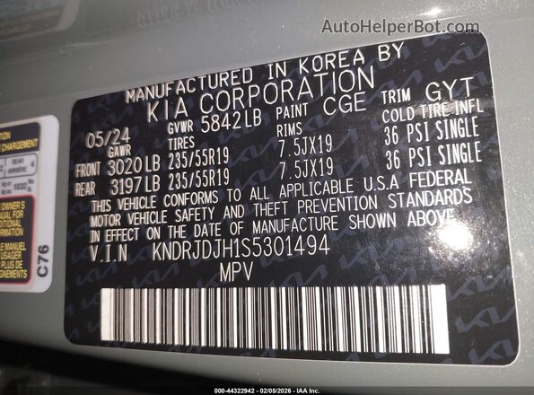 KNDRJDJH1S5301494 2025 KIA SORENTO PLUG-IN HYBRID Gray 