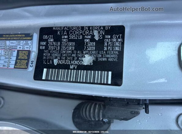 KNDRJDLH0N5069326 2022 KIA SORENTO PLUG-IN HYBRID Silver ძრავის განყოფილების ხედი