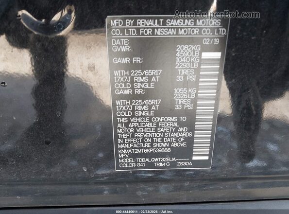 KNMAT2MT6KP539888 2019 NISSAN ROGUE Black Widok komory silnika