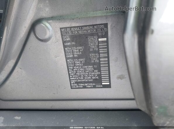 KNMAT2MV0HP567440 2017 NISSAN ROGUE Gray 
