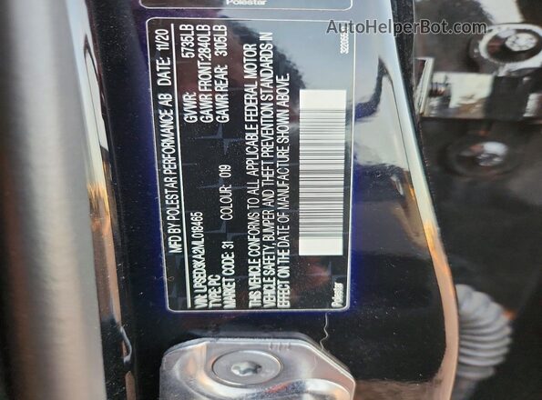 LPSED3KA2ML018465 2021 POLESTAR 2 Black Vista de la etiqueta del VIN
