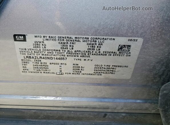 LRBAZLR40ND144857 2022 BUICK ENVISION Silver 