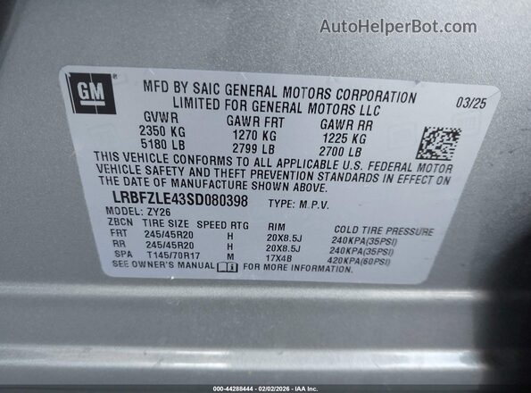 LRBFZLE43SD080398 2025 BUICK ENVISION Gray 