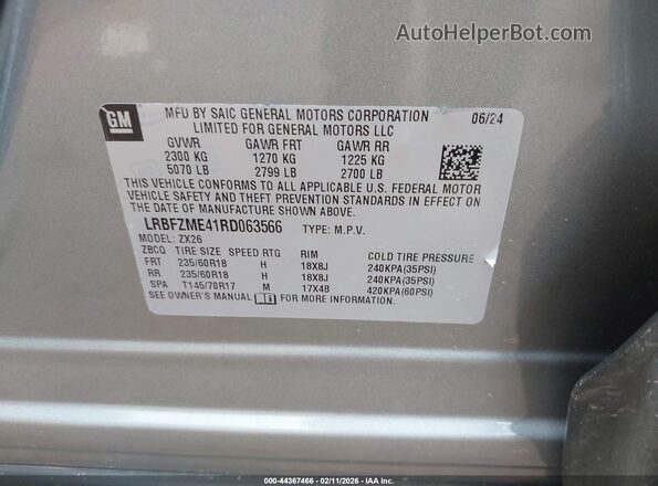 LRBFZME41RD063566 2024 BUICK ENVISION Gray Vista del compartimento del motor