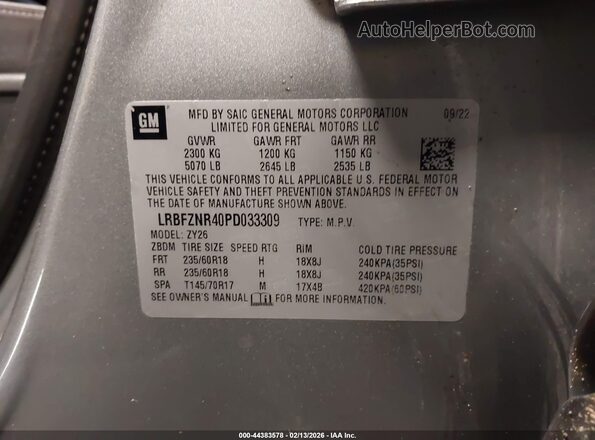 LRBFZNR40PD033309 2023 BUICK ENVISION Gray Widok komory silnika