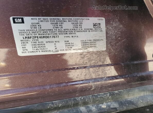 LRBFZPE46RD017877 2024 BUICK ENVISION Purple VIN կոդի պիտակի տեսք