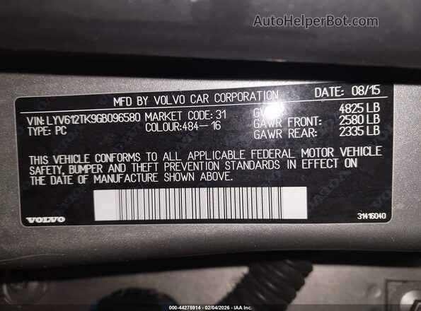 LYV612TK9GB096580 2016 VOLVO S60 INSCRIPTION Tan Widok komory silnika