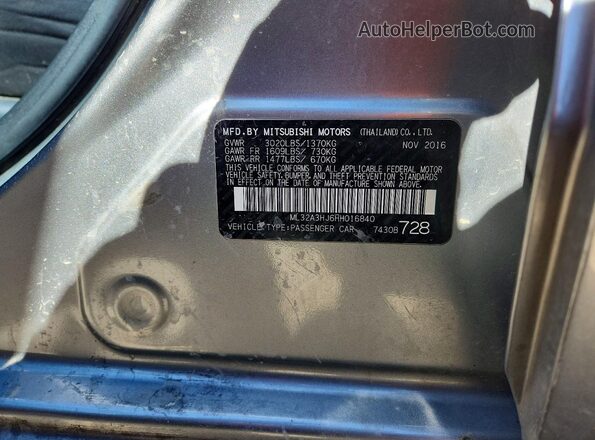 ML32A3HJ6HH016840 2017 MITSUBISHI MIRAGE Silver Widok komory silnika