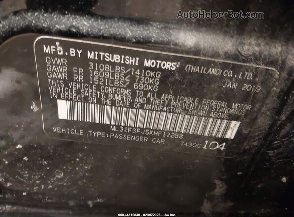 ML32F3FJ5KHF12288 2019 MITSUBISHI MIRAGE G4 Черный Вид подкапотного пространства