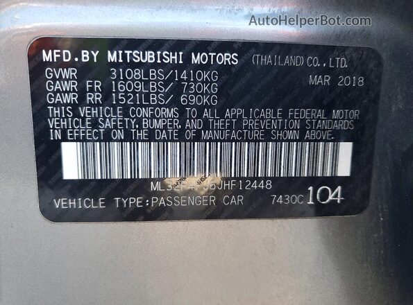 ML32F4FJ6JHF12448 2018 MITSUBISHI MIRAGE Серый Вид подкапотного пространства
