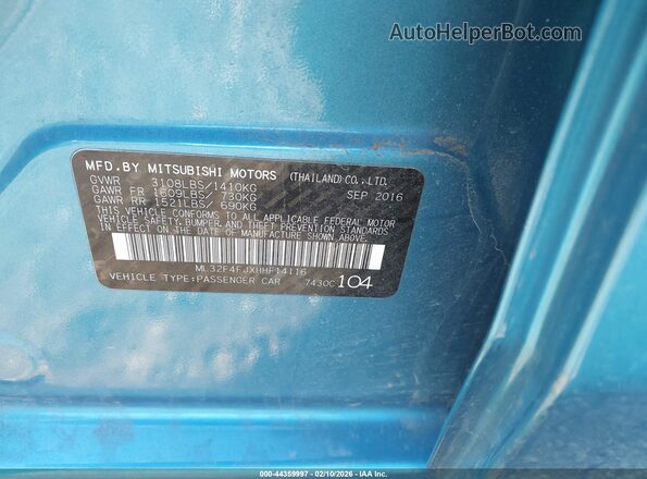 ML32F4FJXHHF14116 2017 MITSUBISHI MIRAGE G4 Blue Engine compartment view