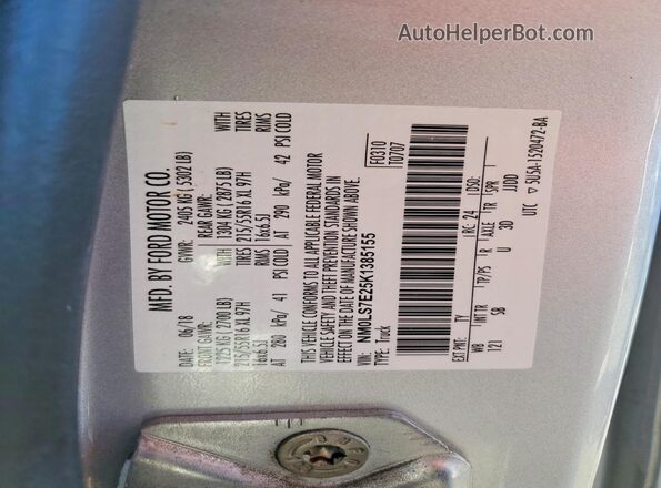 NM0LS7E25K1385155 2019 FORD TRANSIT Gray 