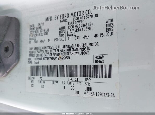 NM0LS7E76G1242959 2016 FORD TRANSIT CONNECT White Вид підкапотного простору