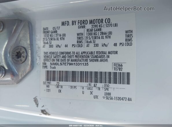NM0LS7E79H1331135 2017 FORD TRANSIT CONNECT Белый Вид подкапотного пространства