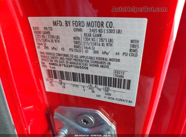 NM0LS7S22P1565558 2023 FORD TRANSIT CONNECT Red Widok komory silnika
