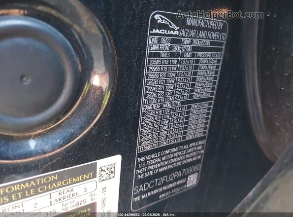 SADCT2FU2PA708060 2023 JAGUAR F-PACE Black Вид підкапотного простору