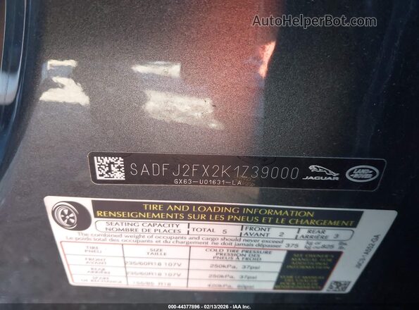 SADFJ2FX2K1Z39000 2019 JAGUAR E-PACE Черный Вид подкапотного пространства