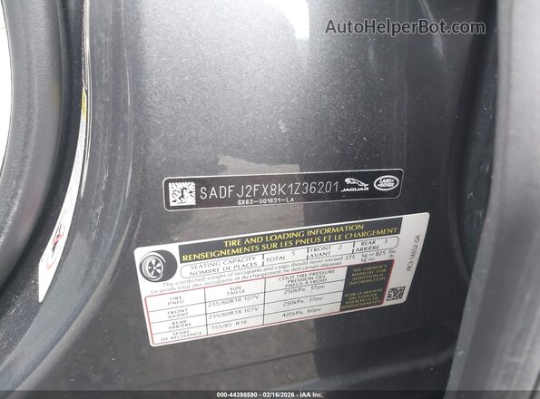 SADFJ2FX8K1Z36201 2019 JAGUAR E-PACE Gray Engine compartment view