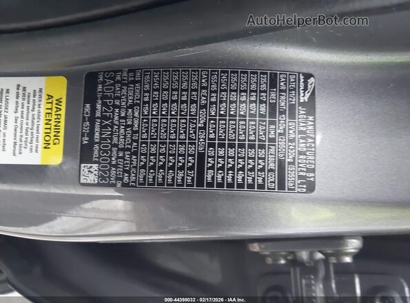 SADFP2FX1N1030023 2022 JAGUAR E-PACE Серый Вид подкапотного пространства