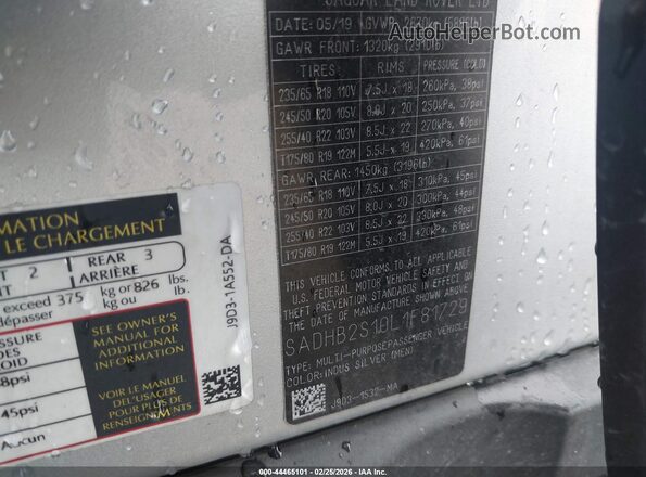 SADHB2S10L1F81729 2020 JAGUAR I-PACE Silver Շարժիչի բաժամունքի տեսք