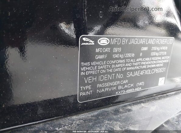 SAJAE4FX0LCP60631 2020 JAGUAR XF Black 
