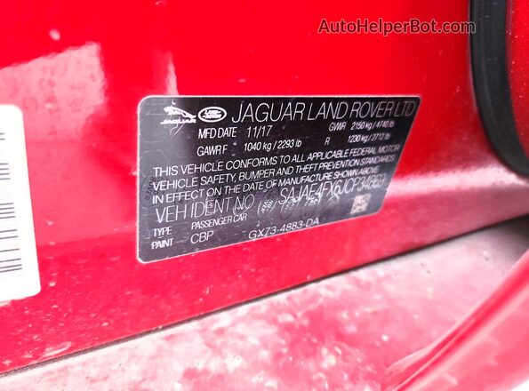 SAJAE4FX6JCP34869 2018 JAGUAR XF Red Widok komory silnika