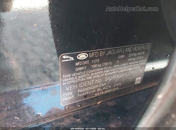 SAJAT4GX1LCP61775 2020 JAGUAR XF Черный Вид подкапотного пространства