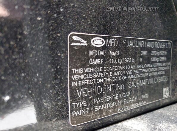 SAJBM4FVXLCY84038 2020 JAGUAR XF Черный Вид подкапотного пространства