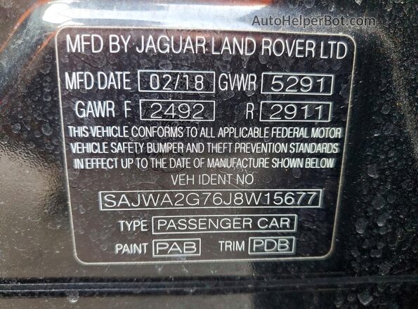 SAJWA2G76J8W15677 2018 JAGUAR XJL Черный Вид подкапотного пространства