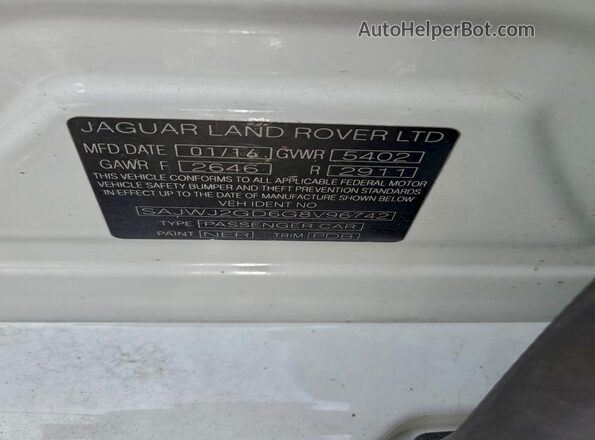 SAJWJ2GD6G8V96742 2016 JAGUAR XJL Белый Вид подкапотного пространства