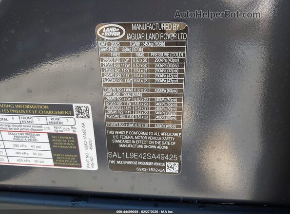 SAL1L9E42SA494251 2025 LAND ROVER RANGE ROVER SPORT Синий Вид подкапотного пространства