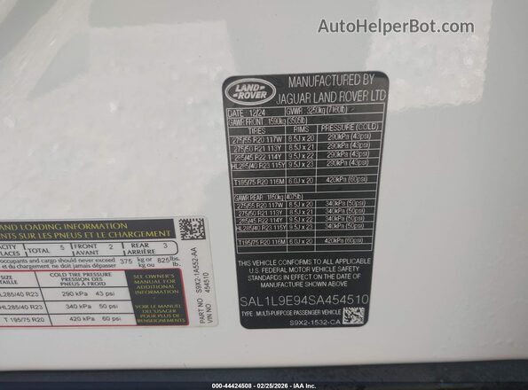 SAL1L9E94SA454510 2025 LAND ROVER RANGE ROVER SPORT Белый Вид подкапотного пространства
