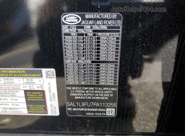 SAL1L9FU7PA113256 2023 LAND ROVER RANGE Black 