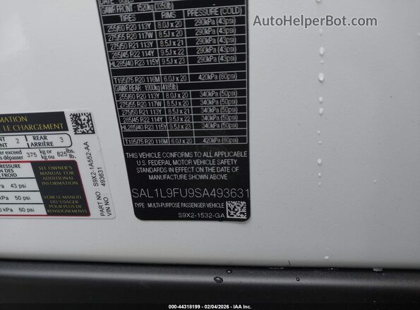 SAL1L9FU9SA493631 2025 LAND ROVER RANGE ROVER SPORT Белый Вид подкапотного пространства