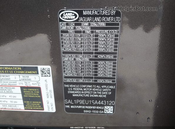 SAL1P9EU1SA443120 2025 LAND ROVER RANGE ROVER SPORT Gray Շարժիչի բաժամունքի տեսք