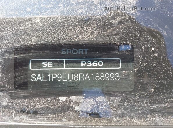 SAL1P9EU8RA188993 2024 LAND ROVER RANGE ROVER SPORT Black Vista del compartimento del motor