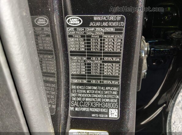 SALCJ2FX3RH348005 2024 LAND ROVER DISCOVERY SPORT Black Vista del compartimento del motor