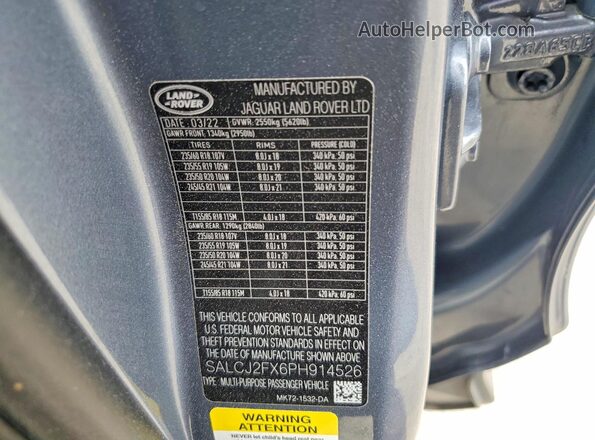 SALCJ2FX6PH914526 2023 LAND ROVER DISCOVERY Blue Vista del compartimento del motor