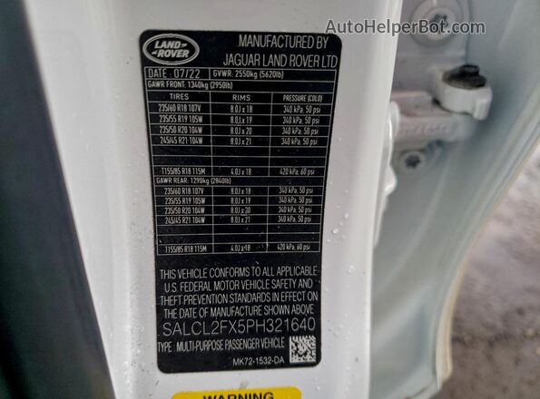 SALCL2FX5PH321640 2023 LAND ROVER DISCOVERY White Вид підкапотного простору