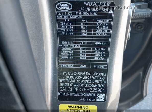 SALCL2FX7PH325964 2023 LAND ROVER DISCOVERY SPORT Gray Widok komory silnika