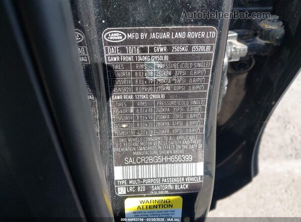 SALCR2BG5HH656399 2017 LAND ROVER DISCOVERY SPORT Black 