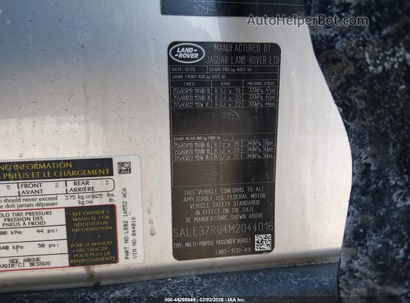 SALE37RU4M2044016 2021 LAND ROVER DEFENDER Silver ძრავის განყოფილების ხედი